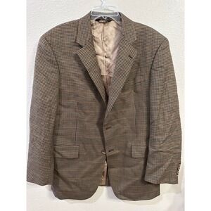 Jos A‎ Bank Houndstooth Blazer Mens Sport Coat Brown Tan Classic Jacket